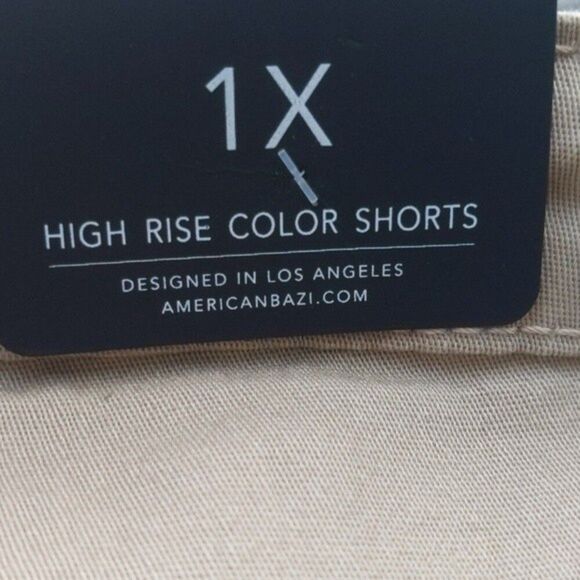 5/$55 American Bazi high rise color shorts - khaki - cotton blend - NWT - 1X - Picture 7 of 10